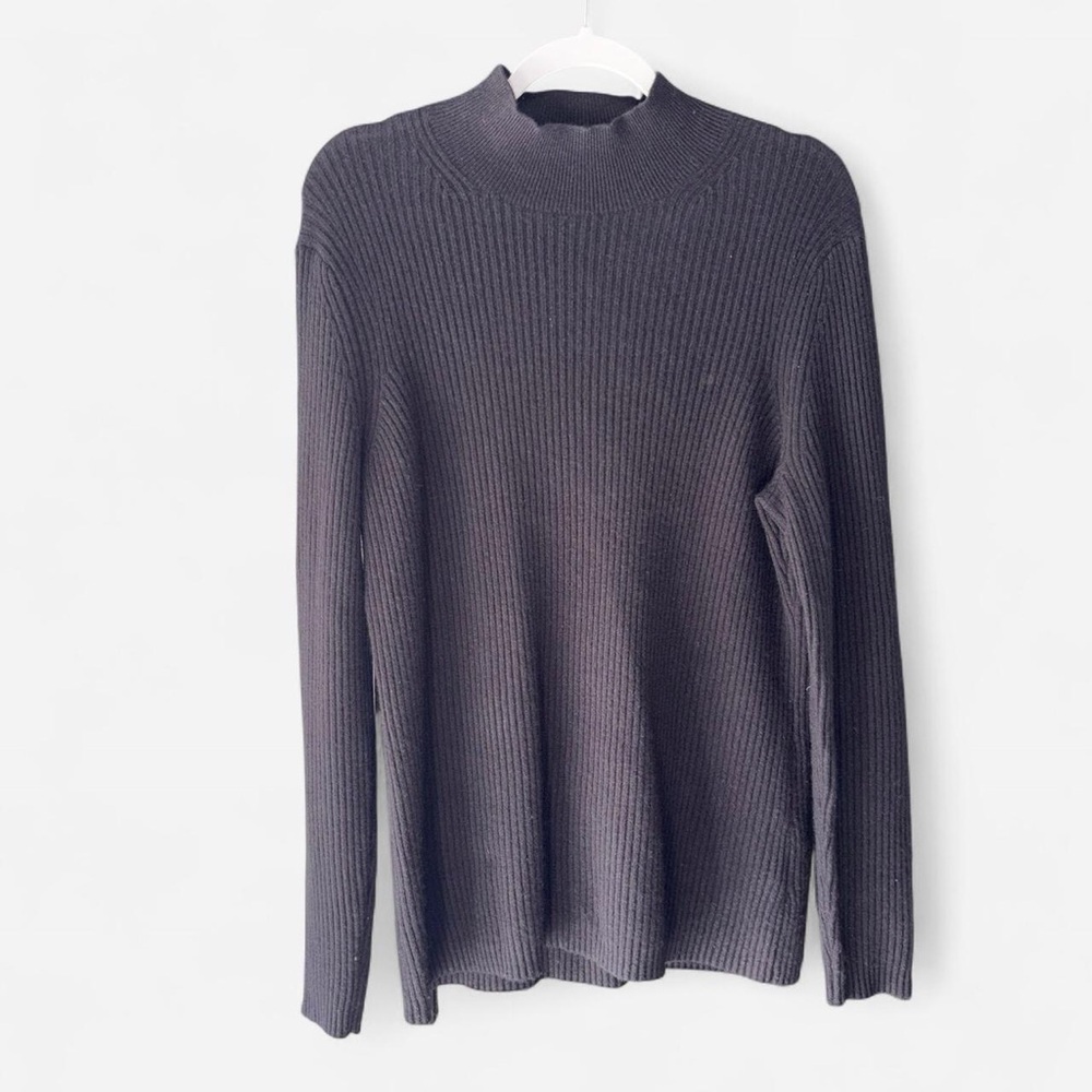 Alex Marie Black Cashmere Ribbed Mock Neck Sweater XL